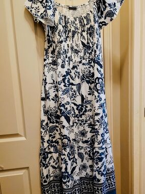 Blue & White Floral Maxi Dress